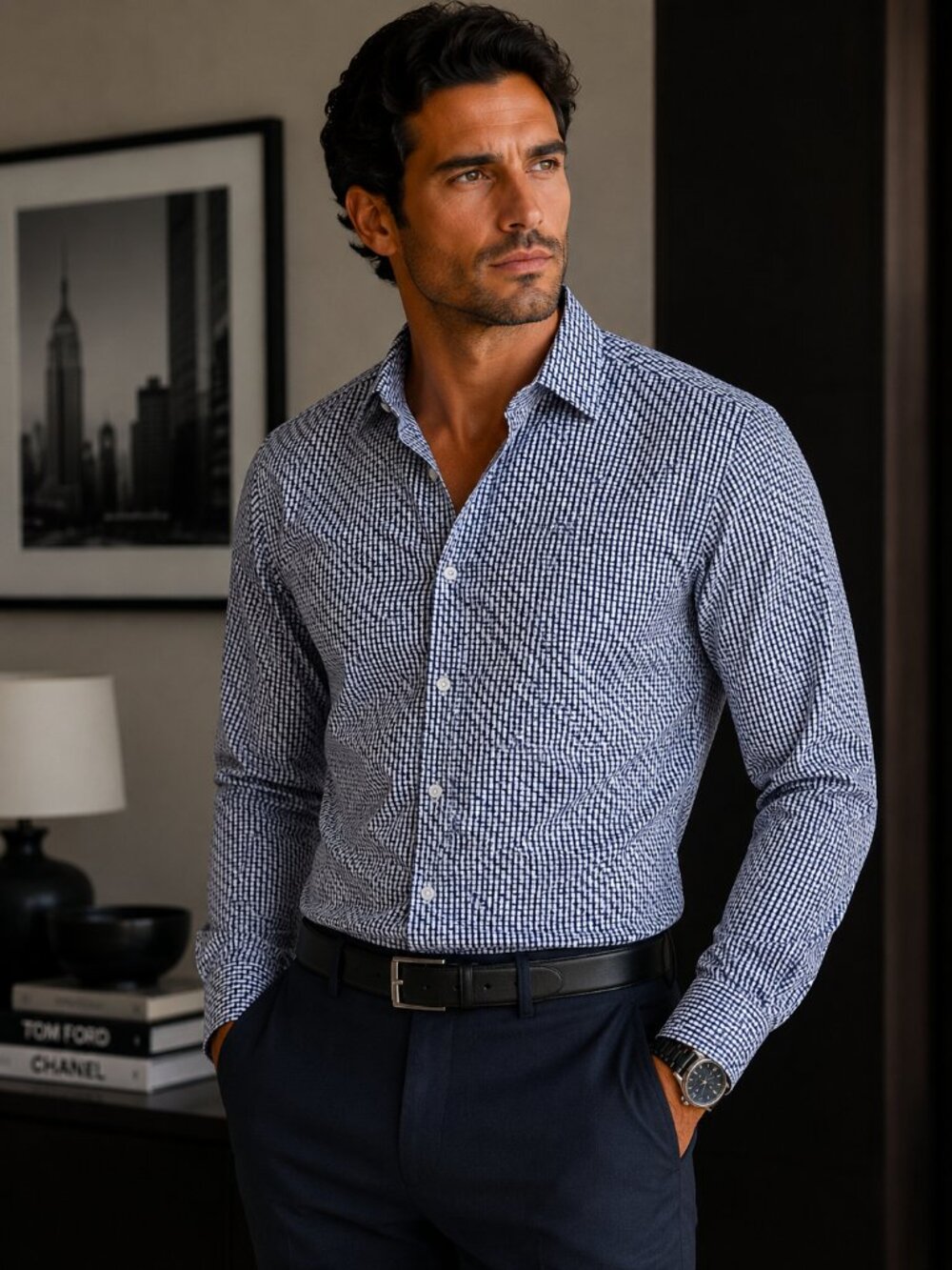 Pronto Uomo Geometric‎ Pattern Dress Shirt